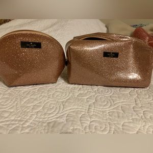 Rose Gold Glitter Kate Spade Makeup Bags